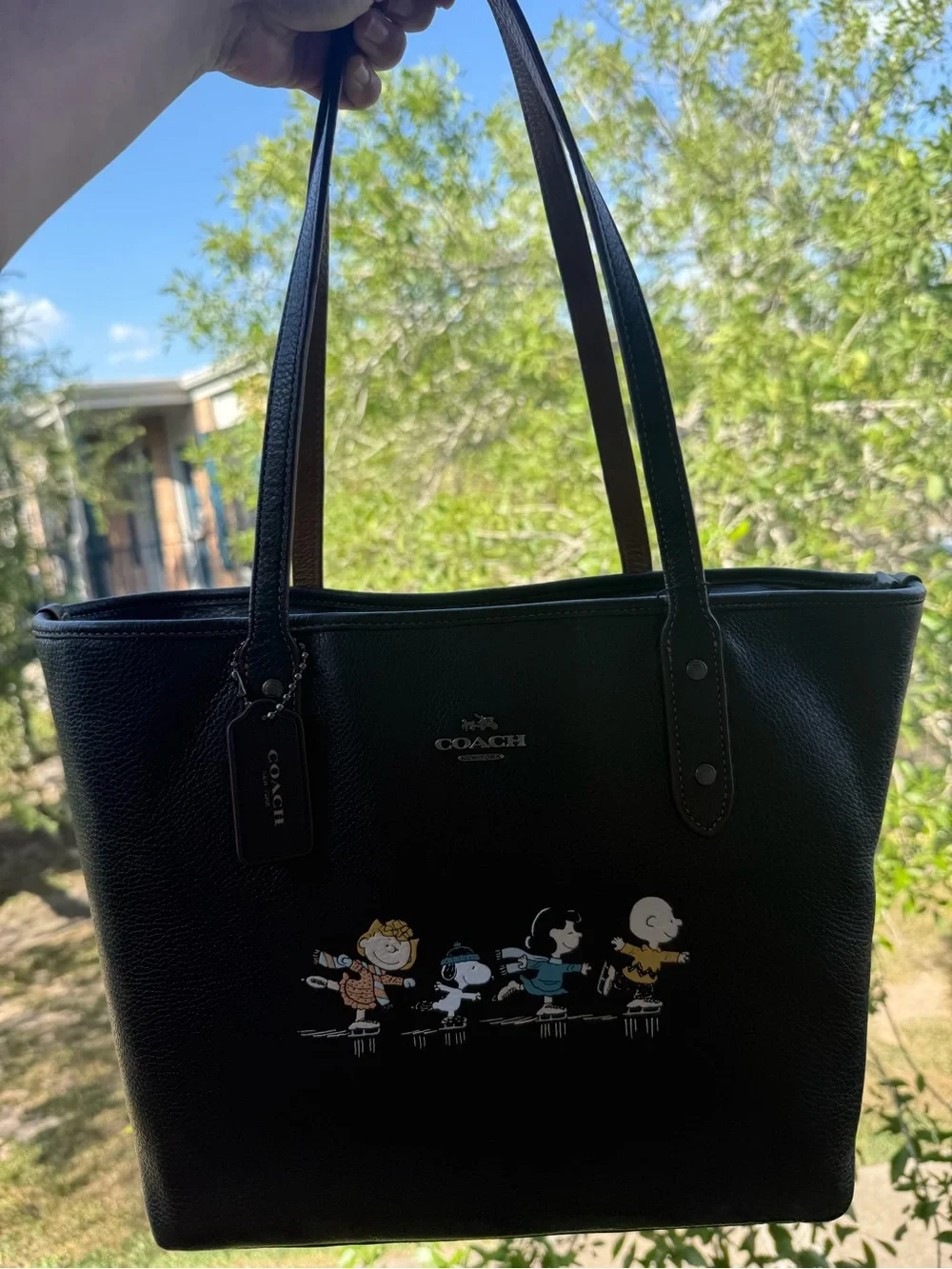 Coach Black Peanuts Character Leather Tote